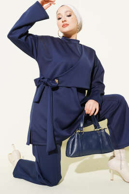 Yan Parça Bağlamalı Scuba İkili Takım Lacivert