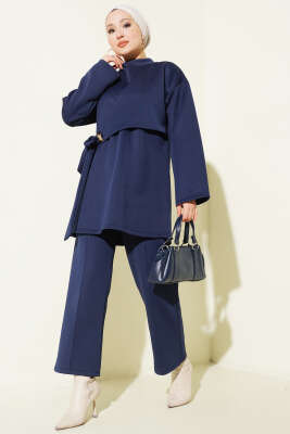 Yan Parça Bağlamalı Scuba İkili Takım Lacivert - İkili Takım