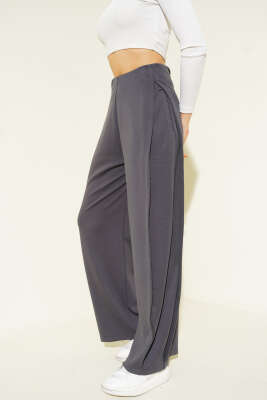 Yan Pileli Salaş Pantolon Füme - LUSTRİN