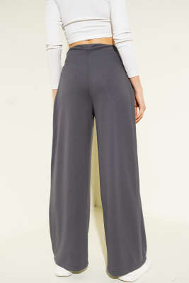 Yan Pileli Salaş Pantolon Füme - Kadın Giyim Modelleri