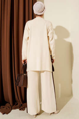 Yan Şerit Detaylı Triko İkili Takım Bej - İkili Takım