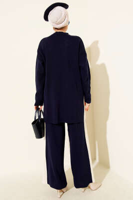 Yan Şerit Detaylı Triko İkili Takım Lacivert - İkili Takım