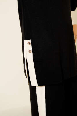 Yan Şerit Detaylı Triko İkili Takım Siyah - İkili Takım