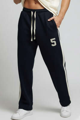 Yan Şeritli Erkek Eşofman Altı Siyah - Erkek Eşofman Alt