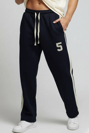 Yan Şeritli Erkek Eşofman Altı Siyah - Erkek Eşofman Alt