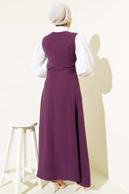 Yan Toka Detaylı Jile Mor - Elbise