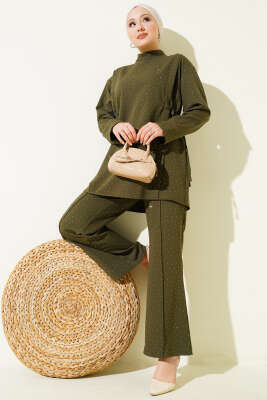 Yan Tünelli Taş Süslemeli İkili Takım Haki - DENİZ LIFE