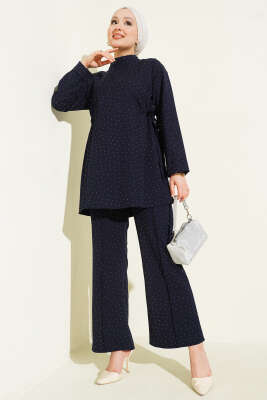 Yan Tünelli Taş Süslemeli İkili Takım Lacivert - DENİZ LIFE