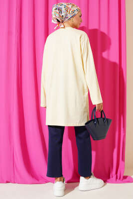 Yan Yırtmaç Detaylı Basic Tunik Sarı - Tunik