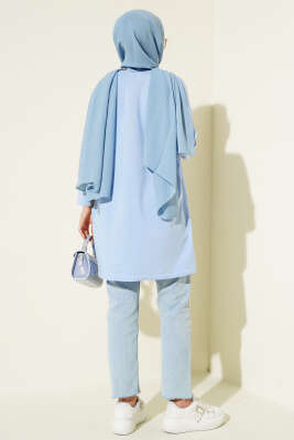 Yan Yırtmaçlı Basic Tunik Bebe Mavi - Tunik