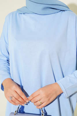 Yan Yırtmaçlı Basic Tunik Bebe Mavi - Tunik