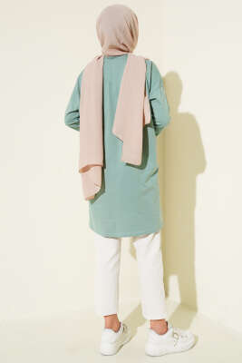Yan Yırtmaçlı Basic Tunik Çağla Yeşili - Yılın Fırsatı