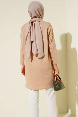 Yan Yırtmaçlı Basic Tunik Camel - Tunik