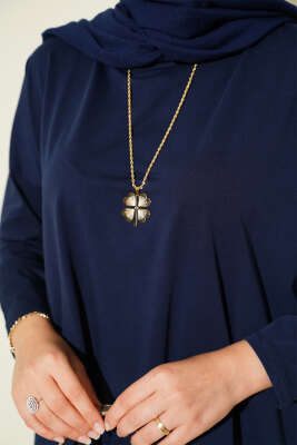 Yan Yırtmaçlı Basic Tunik Lacivert - Tunik