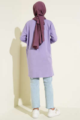 Yan Yırtmaçlı Basic Tunik Lila - Yılın Fırsatı