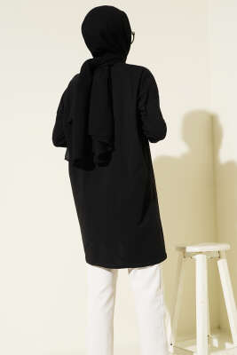 Yan Yırtmaçlı Basic Tunik Siyah - Tunik