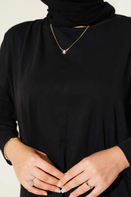 Yan Yırtmaçlı Basic Tunik Siyah - Yılın Fırsatı