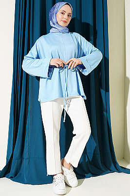 Yan Yırtmaçlı Duble Kol Tunik Bebe Mavi - Yılın Fırsatı