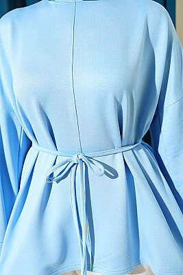 Yan Yırtmaçlı Duble Kol Tunik Bebe Mavi - Yılın Fırsatı