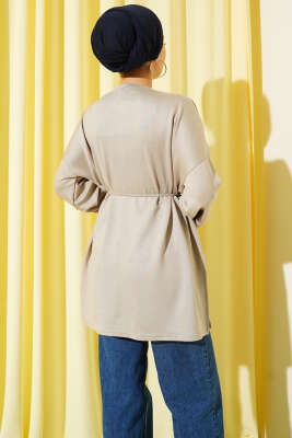 Yan Yırtmaçlı Duble Kol Tunik Bej - Yılın Fırsatı