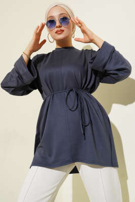 Yan Yırtmaçlı Duble Kol Tunik Füme - ELFİDA TEKSTİL