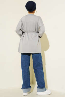 Yan Yırtmaçlı Duble Kol Tunik Gri - Yılın Fırsatı