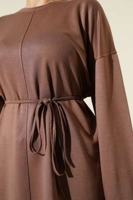 Yan Yırtmaçlı Duble Kol Tunik Kestane - Yılın Fırsatı