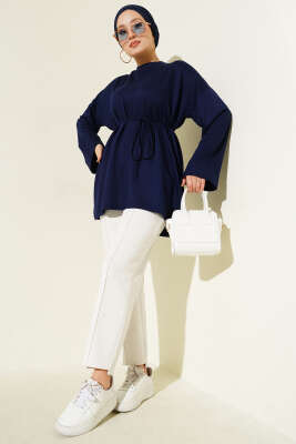 Yan Yırtmaçlı Duble Kol Tunik Lacivert - 300-500 TL Ürünler