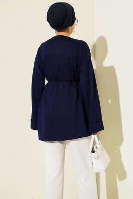 Yan Yırtmaçlı Duble Kol Tunik Lacivert - 300-500 TL Ürünler