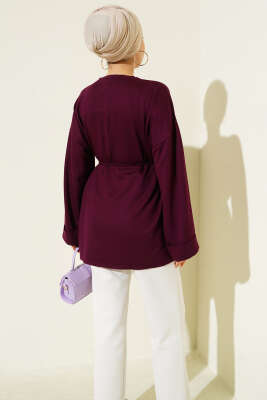Yan Yırtmaçlı Duble Kol Tunik Mürdüm - 300-500 TL Ürünler