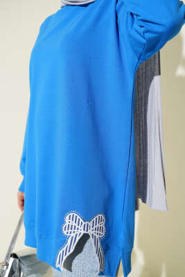 Yan Yırtmaçlı Kurdele Nakış Detaylı Tunik Saks - 300-500 TL Ürünler
