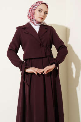 Yandan Bağcıklı Ceketli Etekli İkili Takım Burgonya - İkili Takım