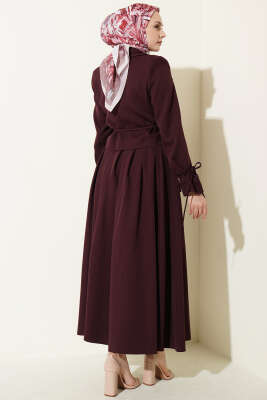 Yandan Bağcıklı Ceketli Etekli İkili Takım Burgonya - İkili Takım