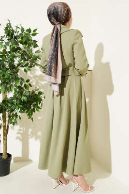 Yandan Bağcıklı Ceketli Etekli İkili Takım Çağla Yeşili - İkili Takım