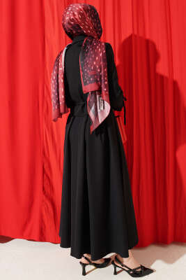 Yandan Bağcıklı Ceketli Etekli İkili Takım Siyah - İkili Takım