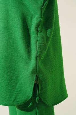 Yandan Bağcıklı Gömlek Pantolon Takım Benetton - Thumbnail