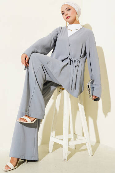 Yandan Bağlamalı Ayrobin İkili Takım Gri - İkili Takım