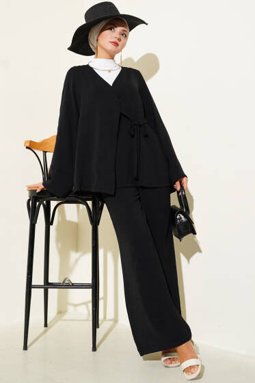 Yandan Bağlamalı Ayrobin İkili Takım Siyah - İkili Takım