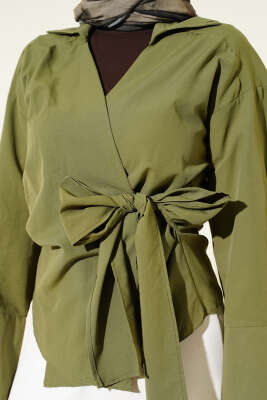 Yandan Bağlamalı Bluz Haki - Bluz