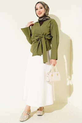 Yandan Bağlamalı Bluz Haki - Bluz