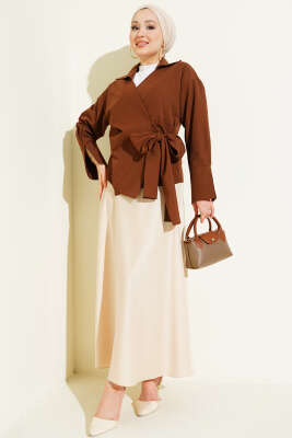 Yandan Bağlamalı Bluz Kahve - Bluz