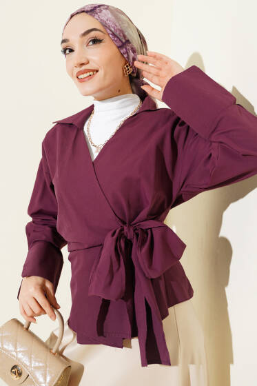 Yandan Bağlamalı Bluz Magenta - Bluz