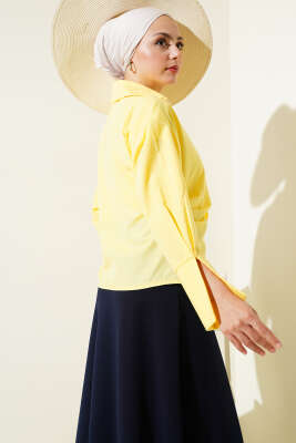 Yandan Bağlamalı Bluz Sarı - Tek Kalanlar