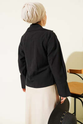 Yandan Bağlamalı Bluz Siyah - Bluz