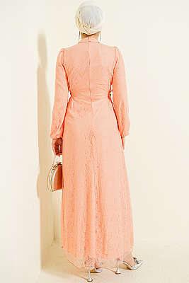 Yandan Bağlamalı Dantelli Abiye Elbise Yavru Ağzı - Elbise