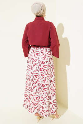 Yandan Bağlamalı Etekli İkili Takım Bordo - İkili Takım