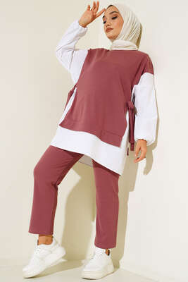 Yandan Bağlamalı Fitilli İkili Takım Gül Kurusu 