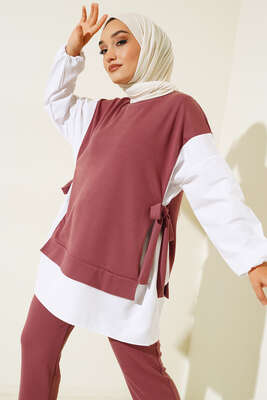 Yandan Bağlamalı Fitilli İkili Takım Gül Kurusu - İKİLİ TAKIM