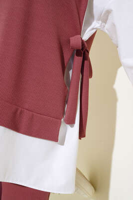 Yandan Bağlamalı Fitilli İkili Takım Gül Kurusu - İKİLİ TAKIM