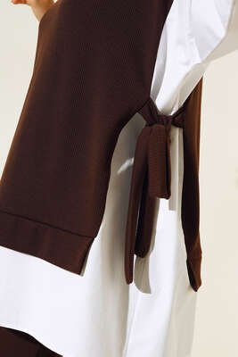 Yandan Bağlamalı Fitilli İkili Takım Kahve - İKİLİ TAKIM